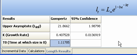 gompertz incremental param estimates